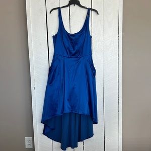 Blue High Low Dress with Pockets